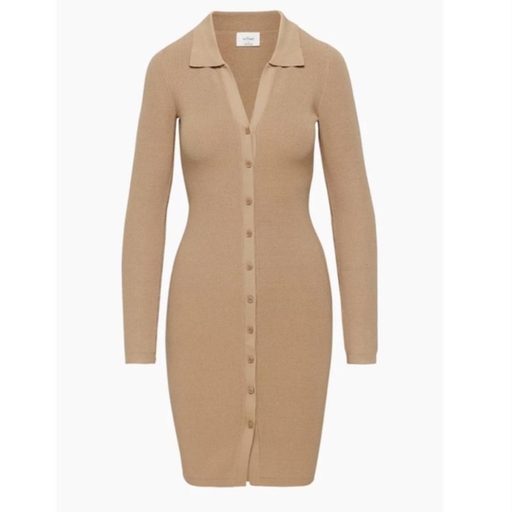 Aritzia Wilfred Tan Long Sleeve Dress L